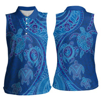 Hawaiian Turtles and Polynesian Art Tattoo Women Sleeveless Polo Shirt Ocean Abyss LT03 - Polynesian Pride