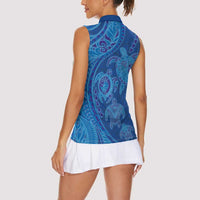 Hawaiian Turtles and Polynesian Art Tattoo Women Sleeveless Polo Shirt Ocean Abyss LT03 - Polynesian Pride