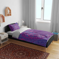 Hawaiian Turtles and Polynesian Art Tattoo Bedding Set Dusky Violet