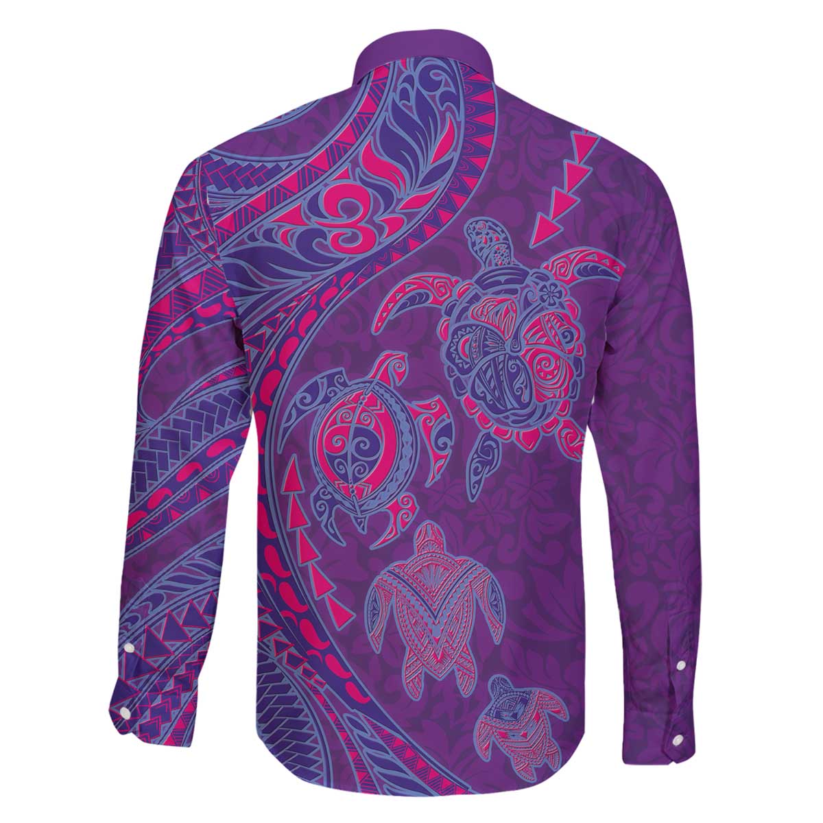 Hawaiian Turtles and Polynesian Art Tattoo Family Matching Off The Shoulder Long Sleeve Dress and Hawaiian Shirt Dusky Violet LT03 - Polynesian Pride