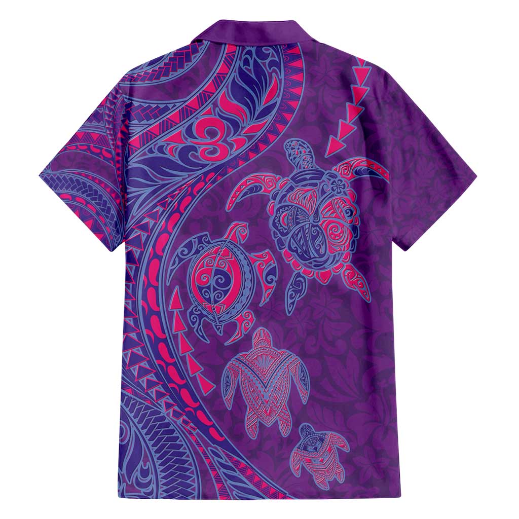 Hawaiian Turtles and Polynesian Art Tattoo Family Matching Off Shoulder Maxi Dress and Hawaiian Shirt Dusky Violet LT03 - Polynesian Pride