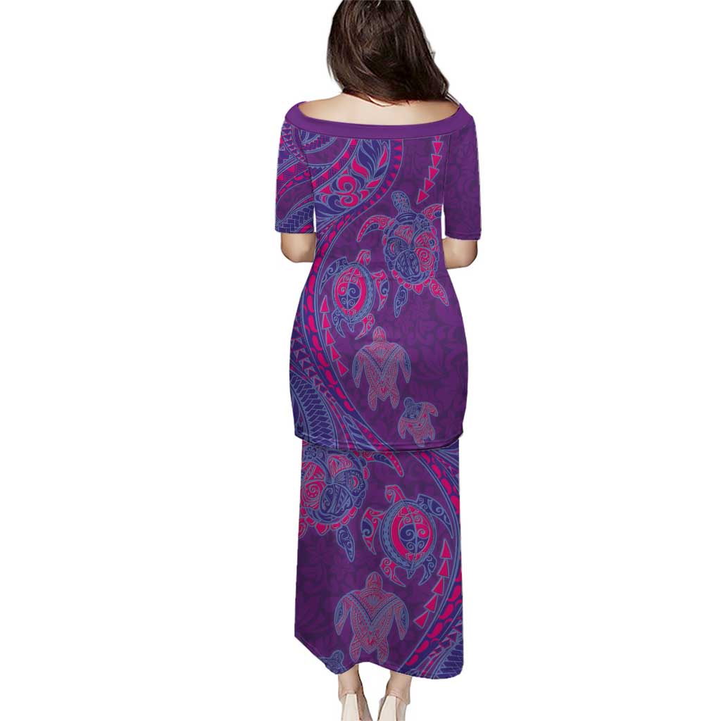 Hawaiian Turtles and Polynesian Art Tattoo Puletasi Dusky Violet LT03 - Polynesian Pride