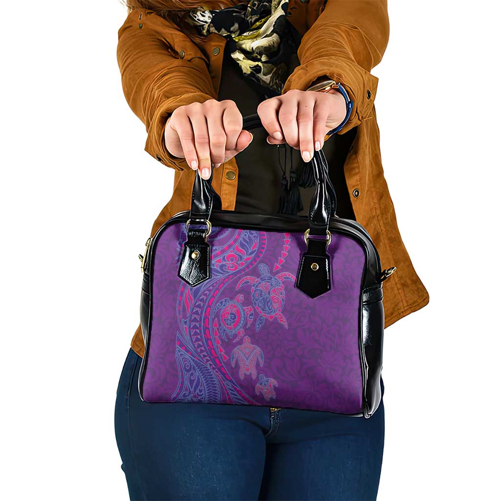 Hawaiian Turtles and Polynesian Art Tattoo Shoulder Handbag Dusky Violet LT03 One Size Purple - Polynesian Pride