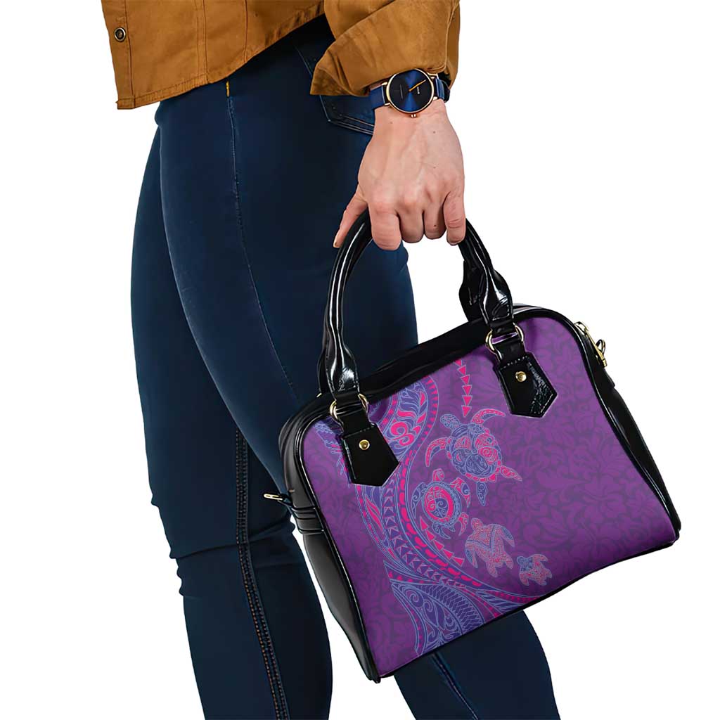 Hawaiian Turtles and Polynesian Art Tattoo Shoulder Handbag Dusky Violet LT03 - Polynesian Pride