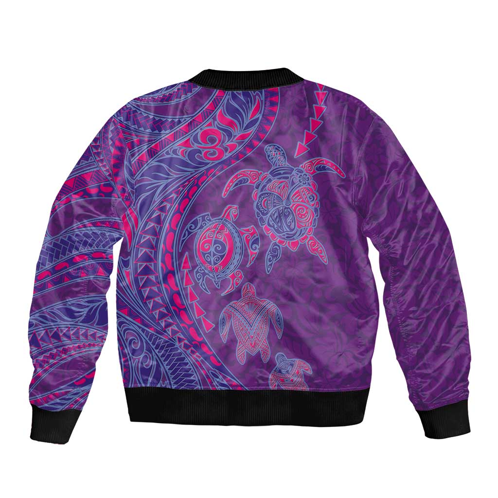 Hawaiian Turtles and Polynesian Art Tattoo Sleeve Zip Bomber Jacket Dusky Violet LT03 - Polynesian Pride