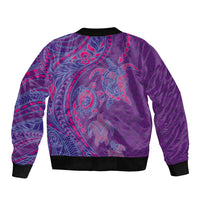 Hawaiian Turtles and Polynesian Art Tattoo Sleeve Zip Bomber Jacket Dusky Violet LT03 - Polynesian Pride