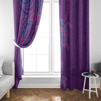 Hawaiian Turtles and Polynesian Art Tattoo Window Curtain Dusky Violet