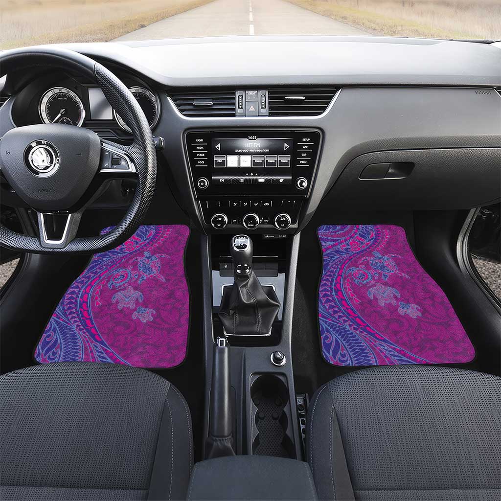Hawaiian Turtles and Polynesian Art Tattoo Car Mats Cerise