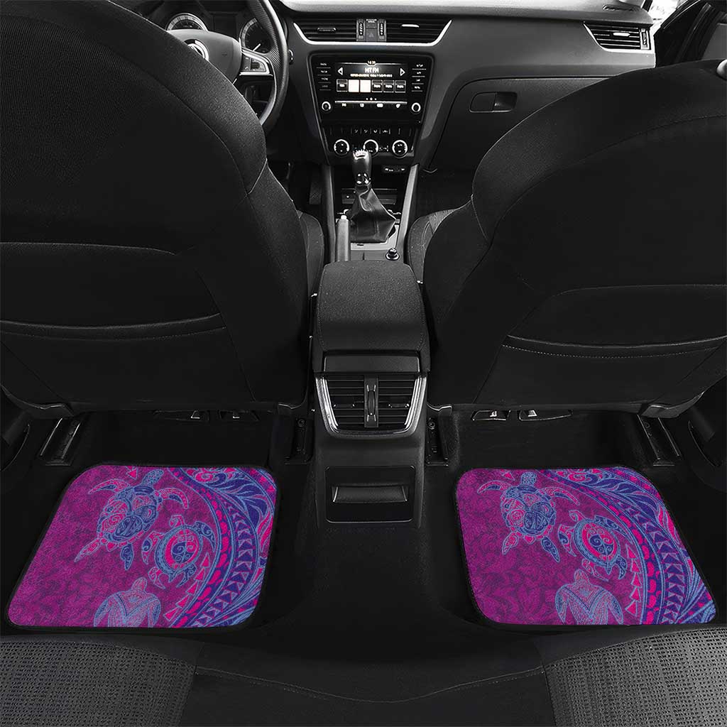 Hawaiian Turtles and Polynesian Art Tattoo Car Mats Cerise