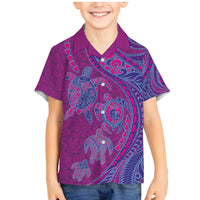 Hawaiian Turtles and Polynesian Art Tattoo Family Matching Mermaid Dress and Hawaiian Shirt Cerise LT03 Son's Shirt Pink - Polynesian Pride