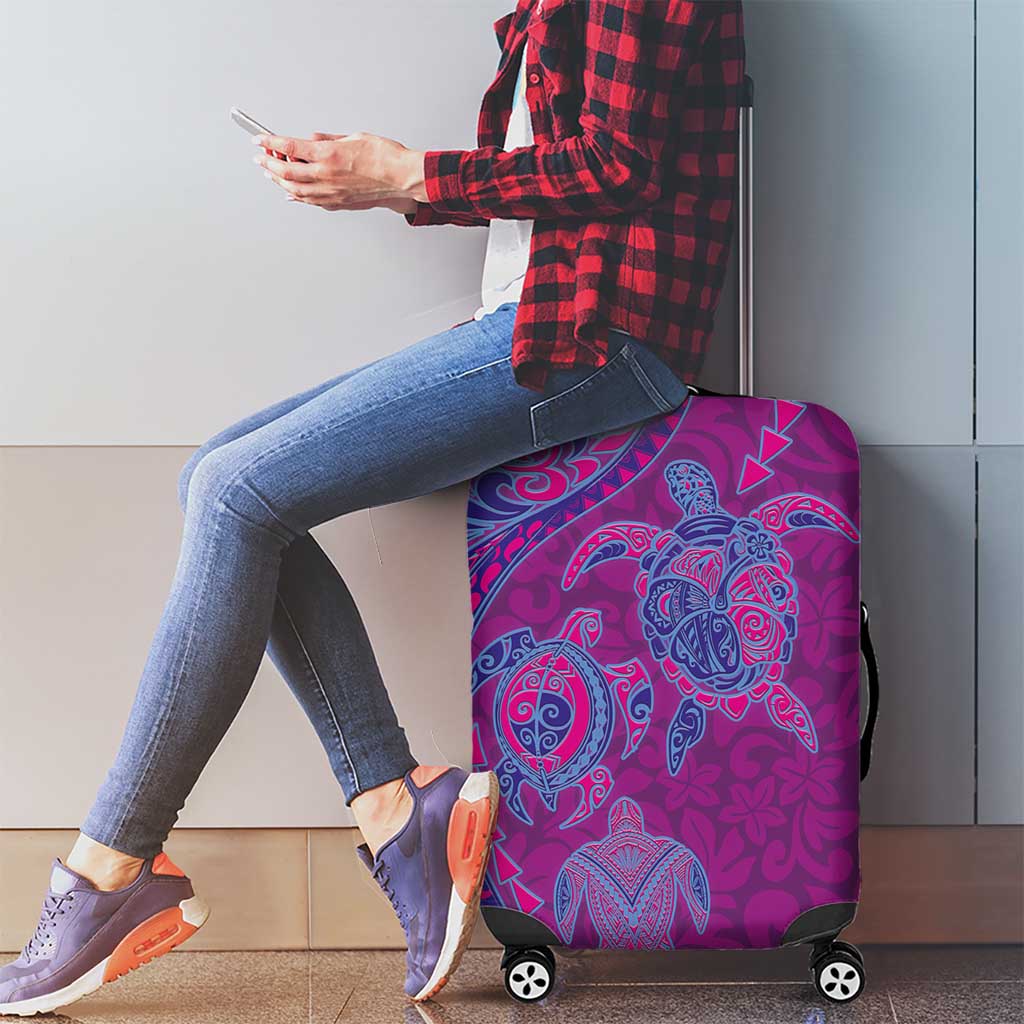 Hawaiian Turtles and Polynesian Art Tattoo Luggage Cover Cerise