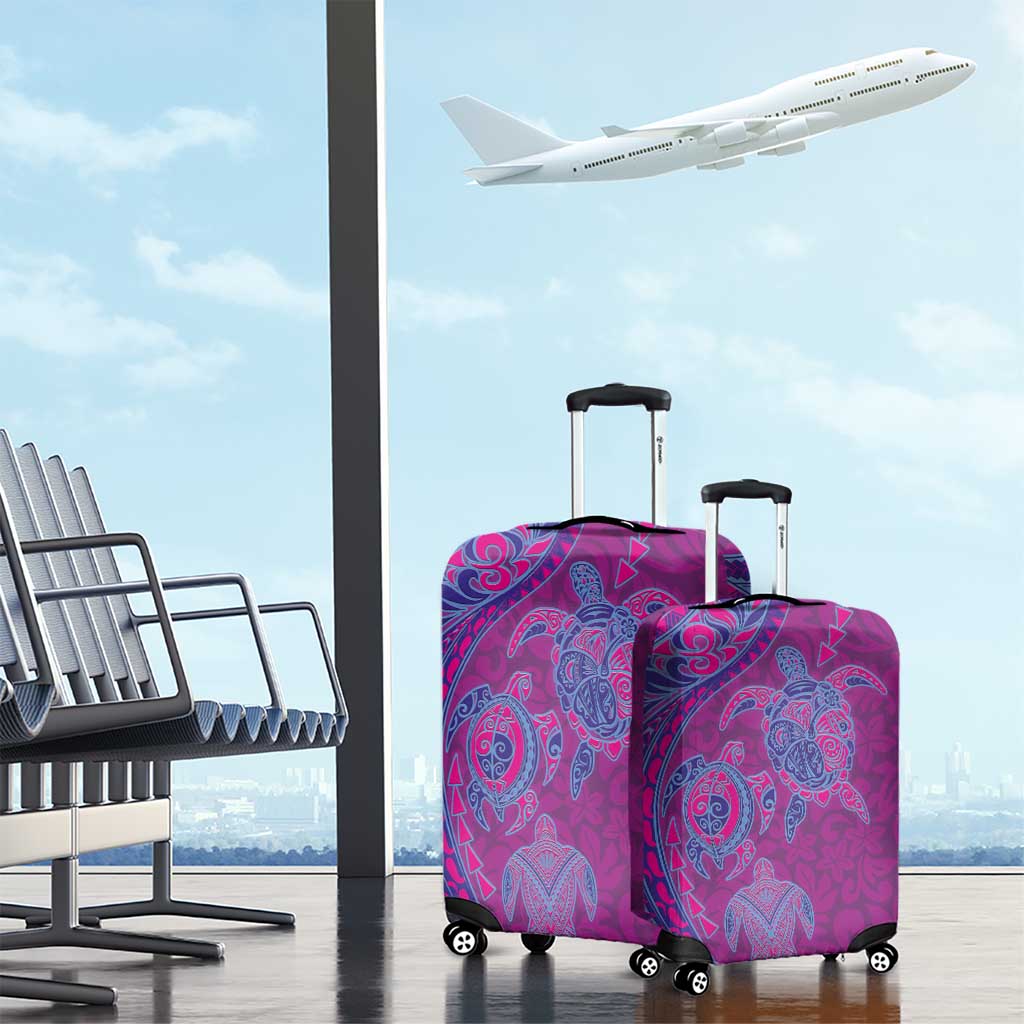 Hawaiian Turtles and Polynesian Art Tattoo Luggage Cover Cerise