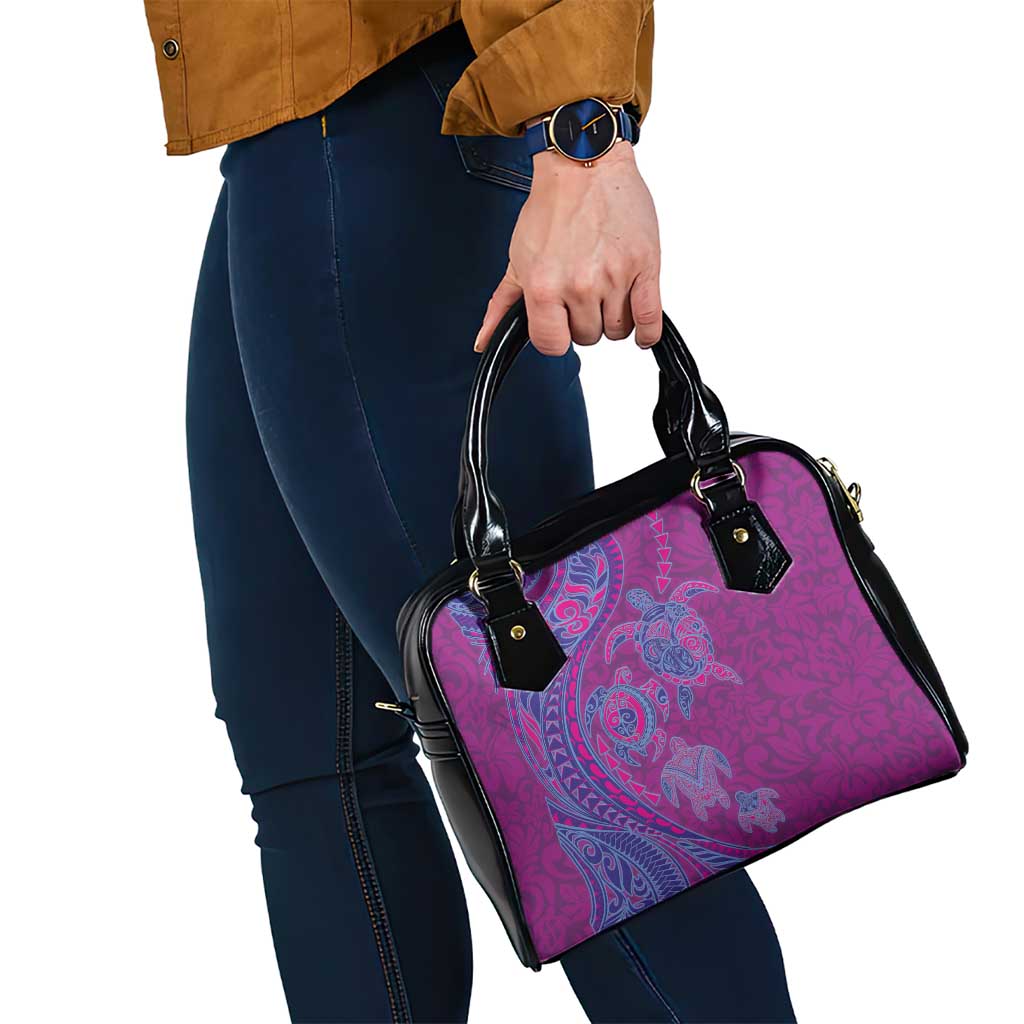 Hawaiian Turtles and Polynesian Art Tattoo Shoulder Handbag Cerise