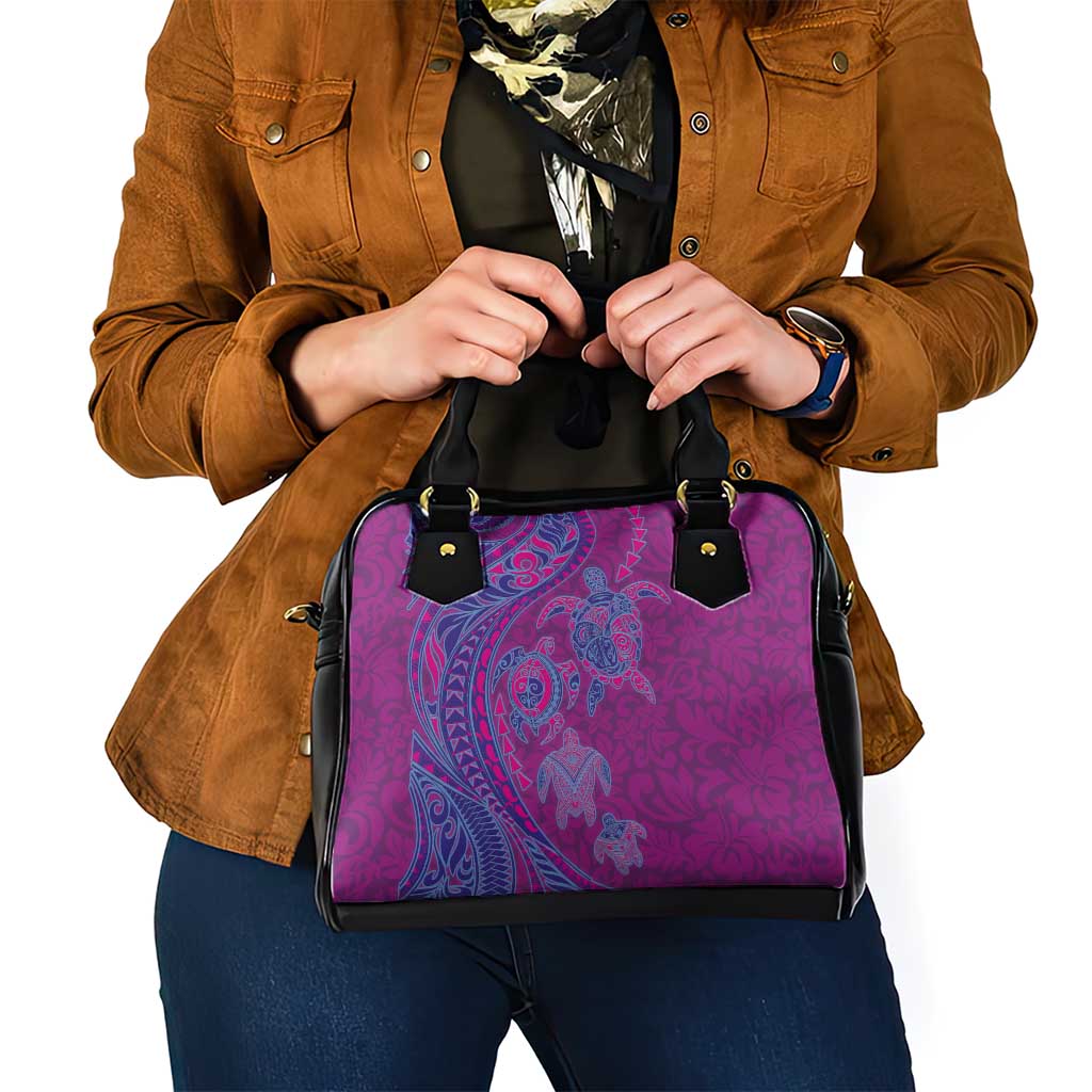 Hawaiian Turtles and Polynesian Art Tattoo Shoulder Handbag Cerise