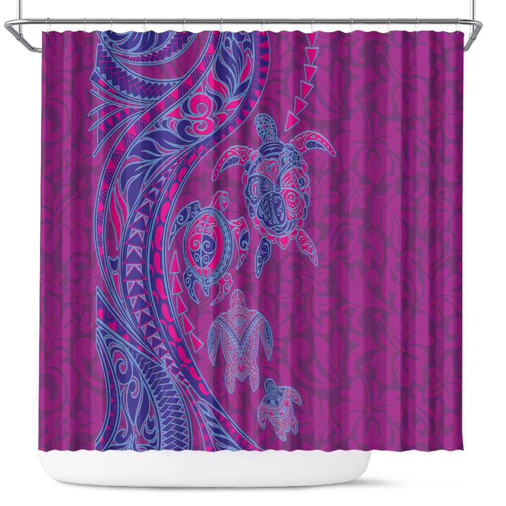 Hawaiian Turtles and Polynesian Art Tattoo Shower Curtain Cerise LT03 Pink - Polynesian Pride