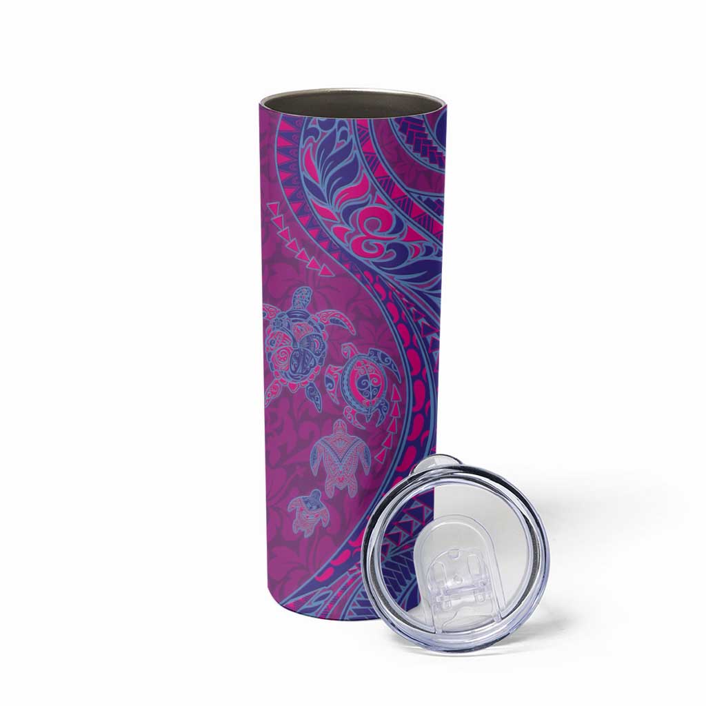 Hawaiian Turtles and Polynesian Art Tattoo Skinny Tumbler Cerise LT03 - Polynesian Pride