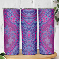 Hawaiian Turtles and Polynesian Art Tattoo Skinny Tumbler Cerise LT03 - Polynesian Pride