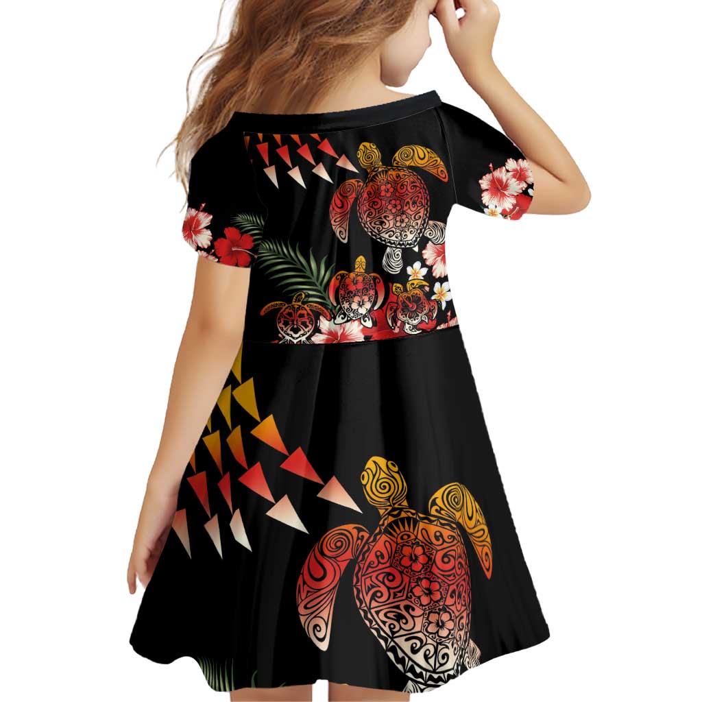 Hawaiian Hibiscus Turtle and Tropical Flower Family Matching Off Shoulder Short Dress and Hawaiian Shirt Dynamic Vibe LT03 - Polynesian Pride