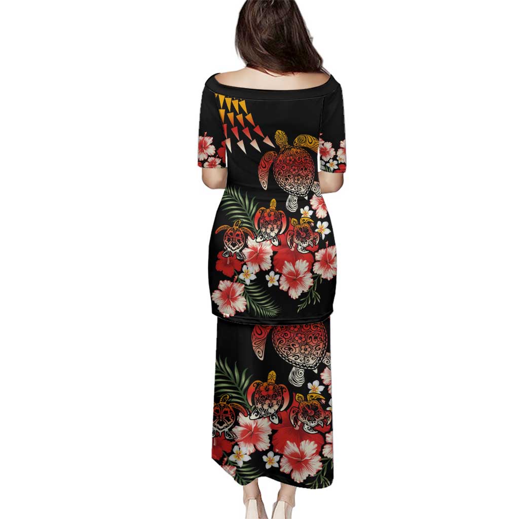 Hawaiian Hibiscus Turtle and Tropical Flower Family Matching Puletasi and Hawaiian Shirt Dynamic Vibe LT03 - Polynesian Pride