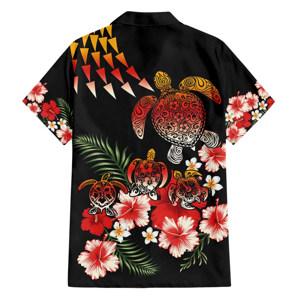 Hawaiian Hibiscus Turtle and Tropical Flower Family Matching Short Sleeve Bodycon Dress and Hawaiian Shirt Dynamic Vibe LT03 - Polynesian Pride