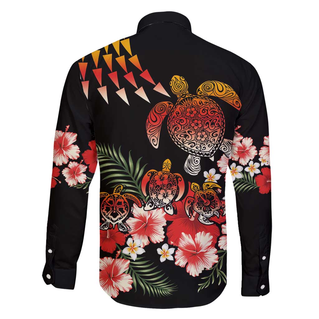 Hawaiian Hibiscus Turtle and Tropical Flower Family Matching Short Sleeve Bodycon Dress and Hawaiian Shirt Dynamic Vibe LT03 - Polynesian Pride