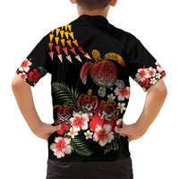 Hawaiian Hibiscus Turtle and Tropical Flower Family Matching Tank Maxi Dress and Hawaiian Shirt Dynamic Vibe LT03 - Polynesian Pride