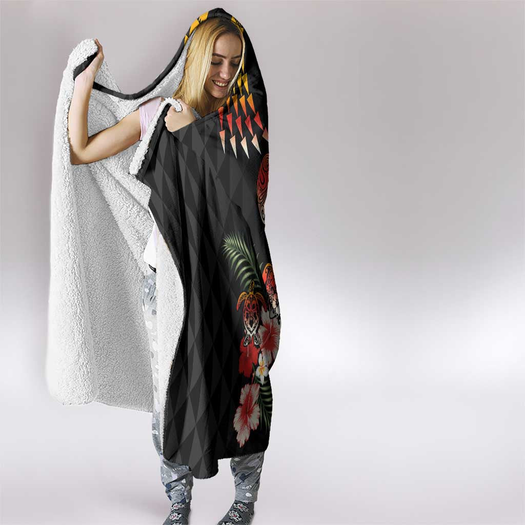 Hawaiian Hibiscus Turtle and Tropical Flower Hooded Blanket Dynamic Vibe