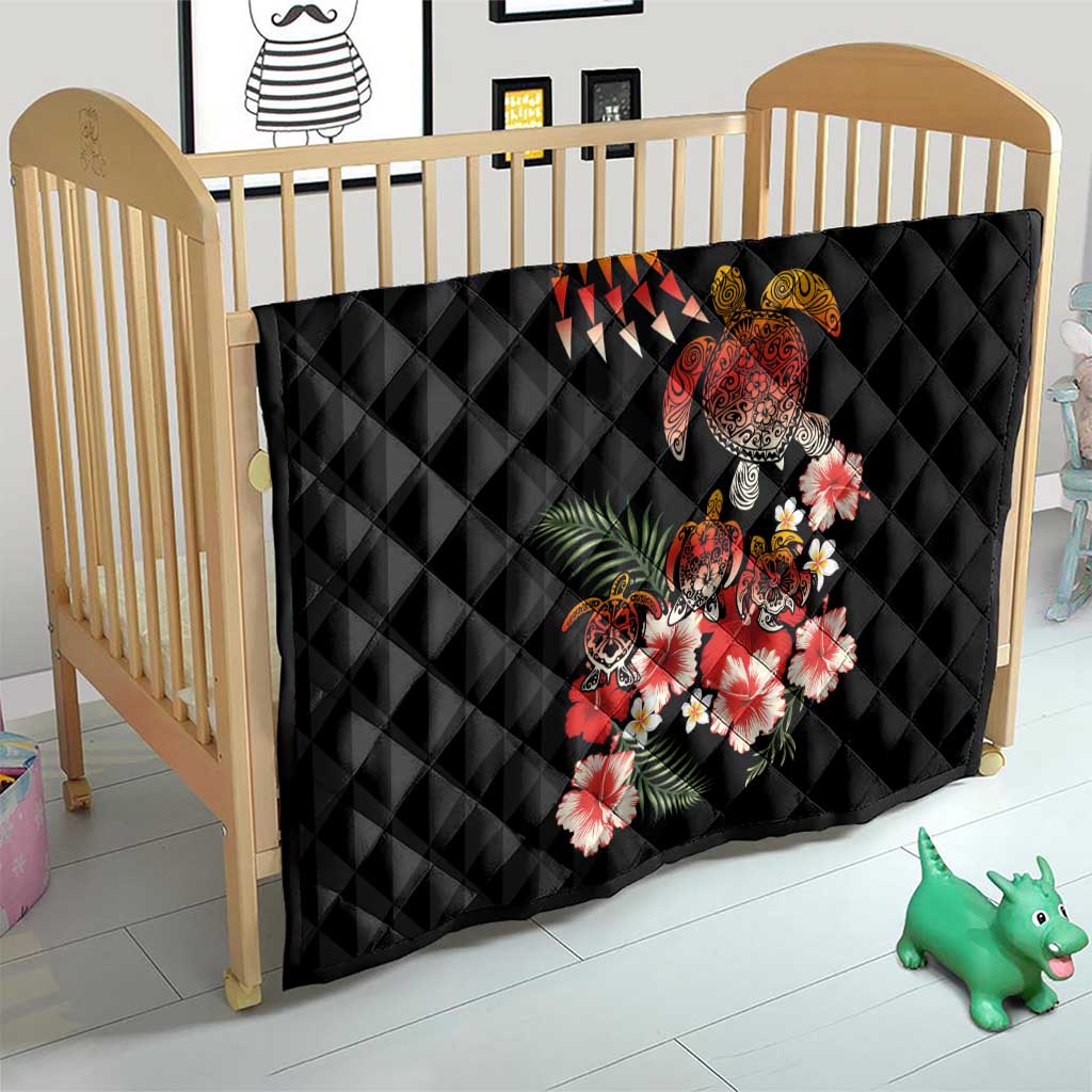 Hawaiian Hibiscus Turtle and Tropical Flower Quilt Dynamic Vibe