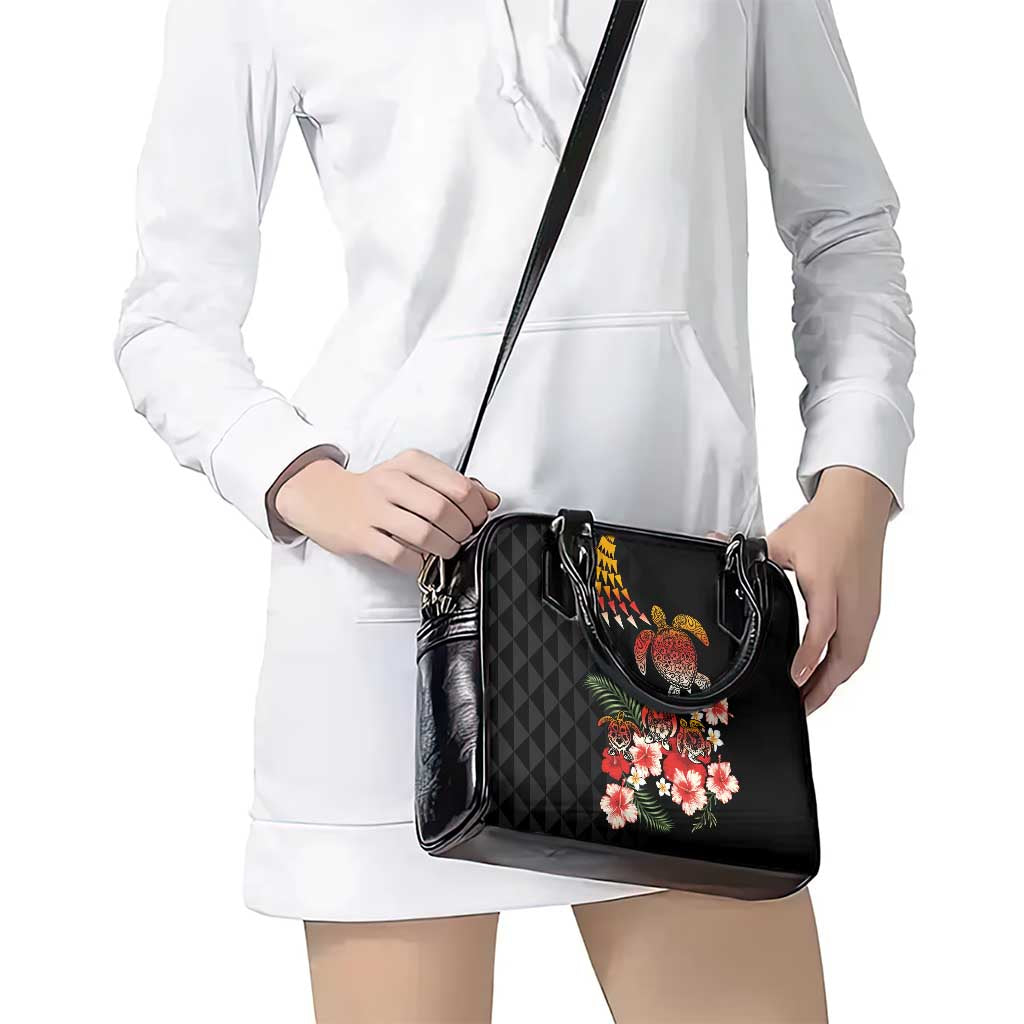 Hawaiian Hibiscus Turtle and Tropical Flower Shoulder Handbag Dynamic Vibe