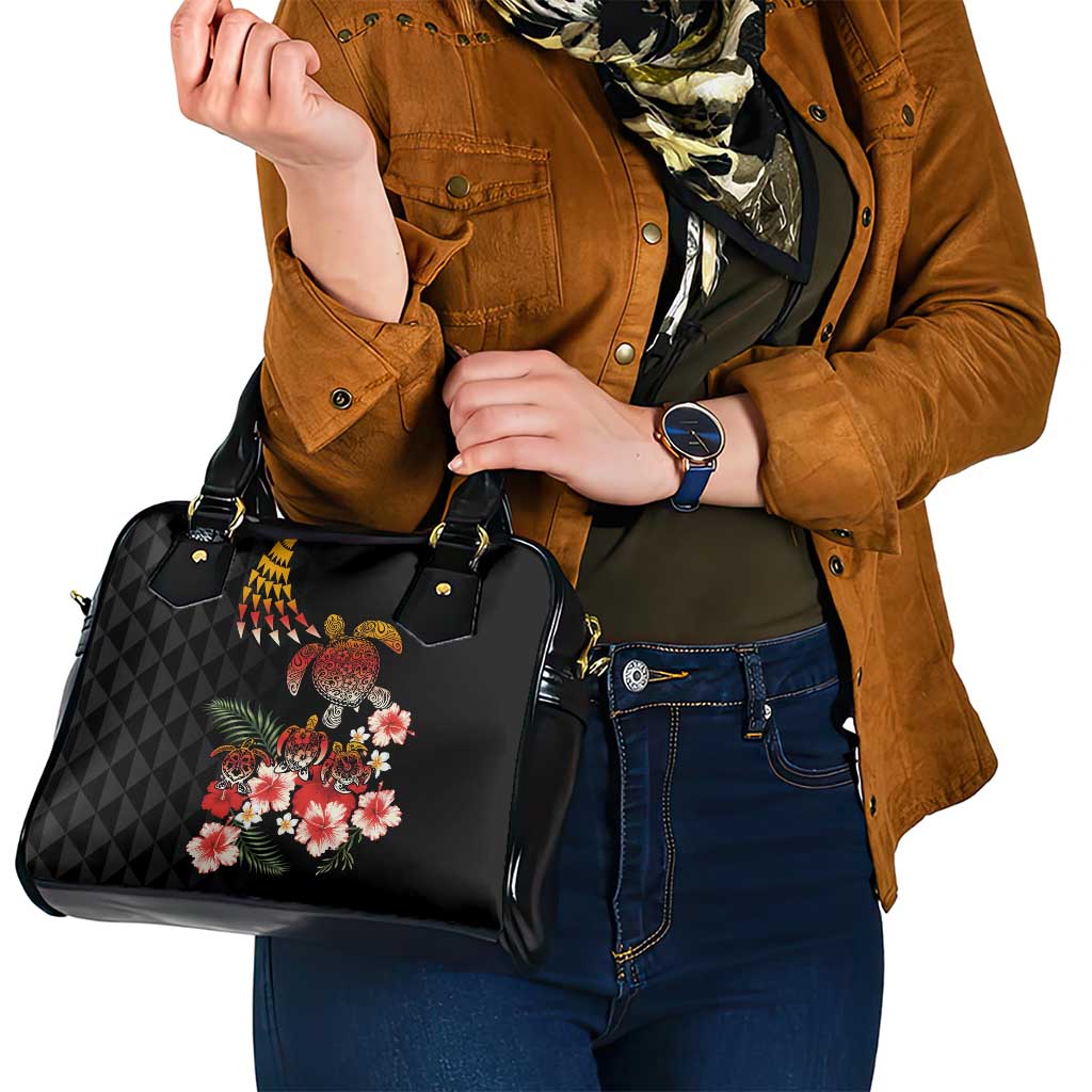Hawaiian Hibiscus Turtle and Tropical Flower Shoulder Handbag Dynamic Vibe