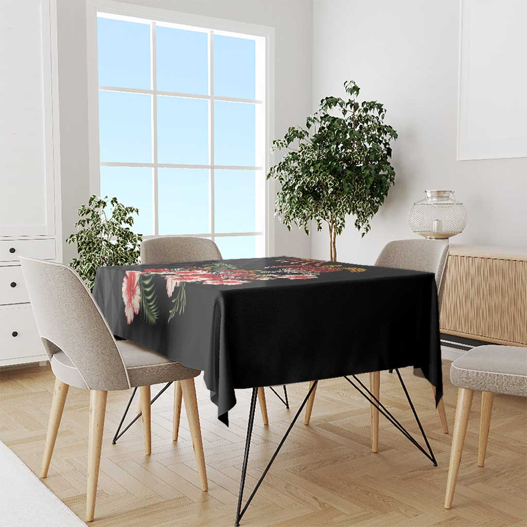 Hawaiian Hibiscus Turtle and Tropical Flower Tablecloth Dynamic Vibe