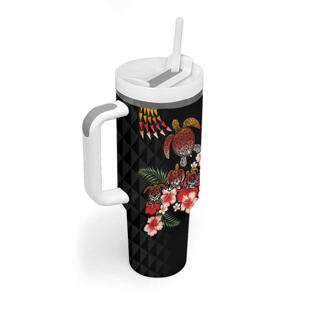 Hawaiian Hibiscus Turtle and Tropical Flower Tumbler With Handle Dynamic Vibe