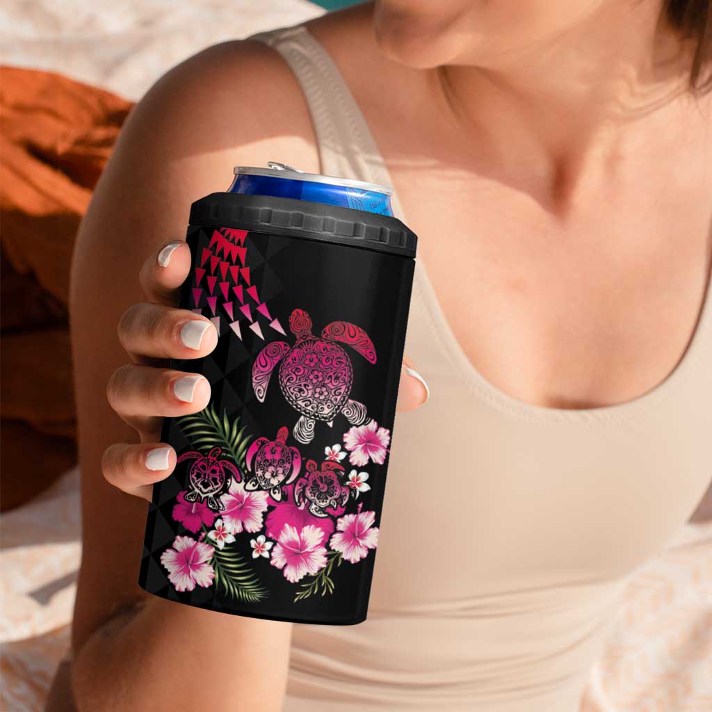 Hawaiian Hibiscus Turtle and Tropical Flower 4 in 1 Can Cooler Tumbler Sweet Vibe LT03 - Polynesian Pride
