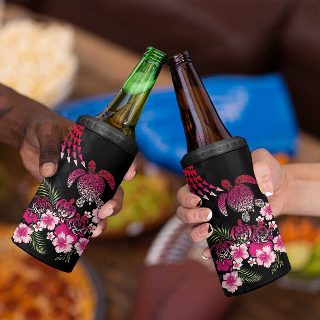 Hawaiian Hibiscus Turtle and Tropical Flower 4 in 1 Can Cooler Tumbler Sweet Vibe LT03 - Polynesian Pride