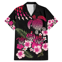 Hawaiian Hibiscus Turtle and Tropical Flower Family Matching Mermaid Dress and Hawaiian Shirt Sweet Vibe LT03 Dad's Shirt - Short Sleeve Black - Polynesian Pride