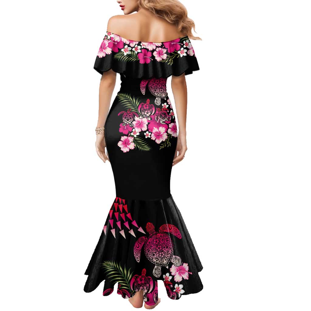 Hawaiian Hibiscus Turtle and Tropical Flower Family Matching Mermaid Dress and Hawaiian Shirt Sweet Vibe LT03 - Polynesian Pride