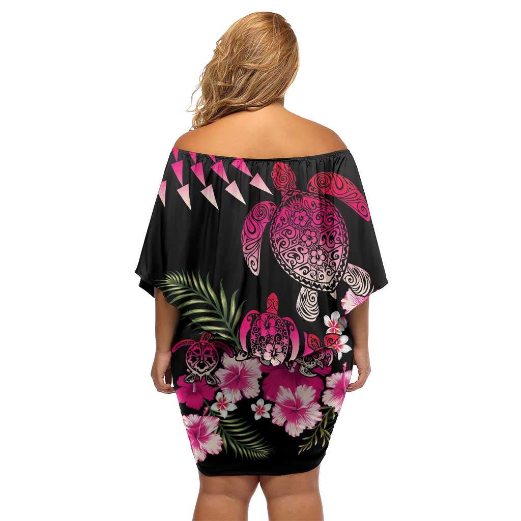 Hawaiian Hibiscus Turtle and Tropical Flower Family Matching Off Shoulder Short Dress and Hawaiian Shirt Sweet Vibe LT03 - Polynesian Pride