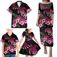 Hawaiian Hibiscus Turtle and Tropical Flower Family Matching Puletasi and Hawaiian Shirt Sweet Vibe LT03 - Polynesian Pride