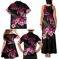 Hawaiian Hibiscus Turtle and Tropical Flower Family Matching Tank Maxi Dress and Hawaiian Shirt Sweet Vibe LT03 - Polynesian Pride