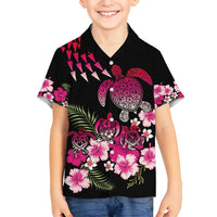 Hawaiian Hibiscus Turtle and Tropical Flower Family Matching Tank Maxi Dress and Hawaiian Shirt Sweet Vibe LT03 Son's Shirt Black - Polynesian Pride