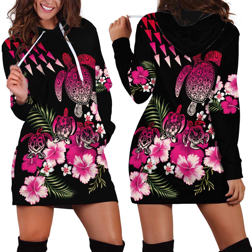 Hawaiian Hibiscus Turtle and Tropical Flower Hoodie Dress Sweet Vibe LT03 - Polynesian Pride