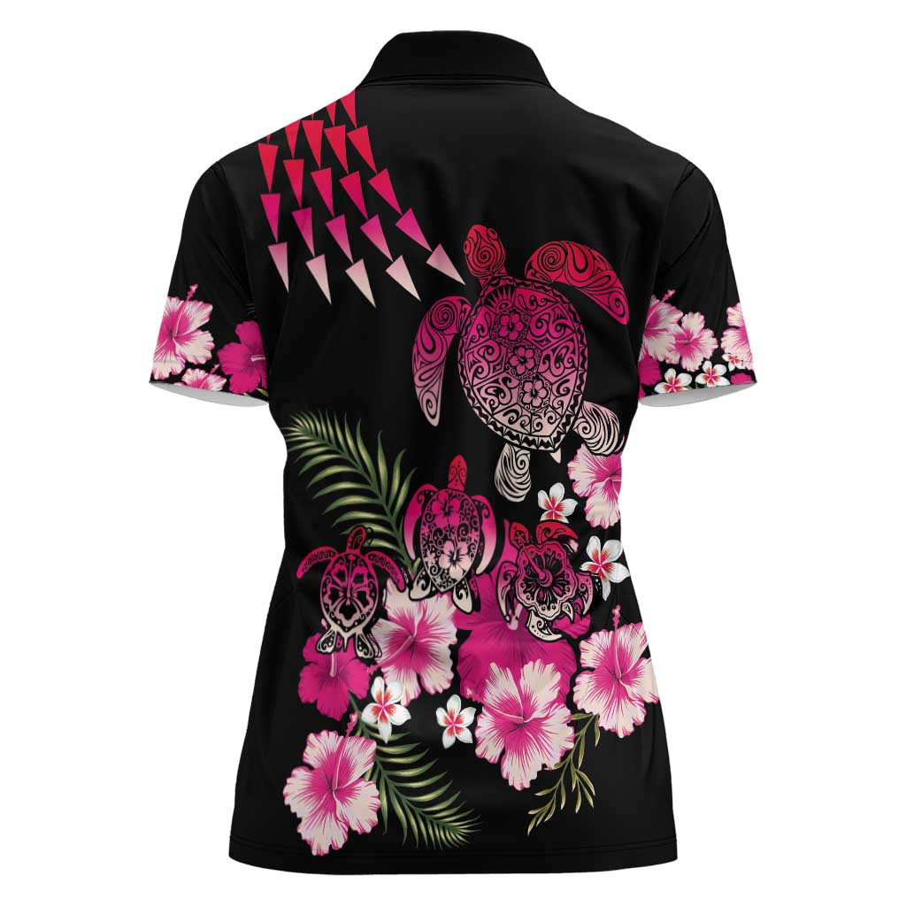 Hawaiian Hibiscus Turtle and Tropical Flower Women Polo Shirt Sweet Vibe LT03 - Polynesian Pride