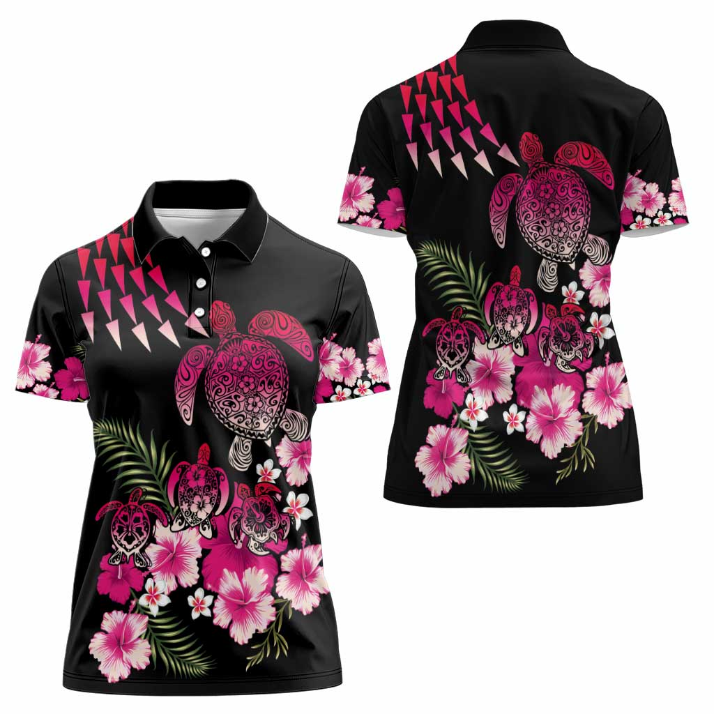 Hawaiian Hibiscus Turtle and Tropical Flower Women Polo Shirt Sweet Vibe LT03 - Polynesian Pride