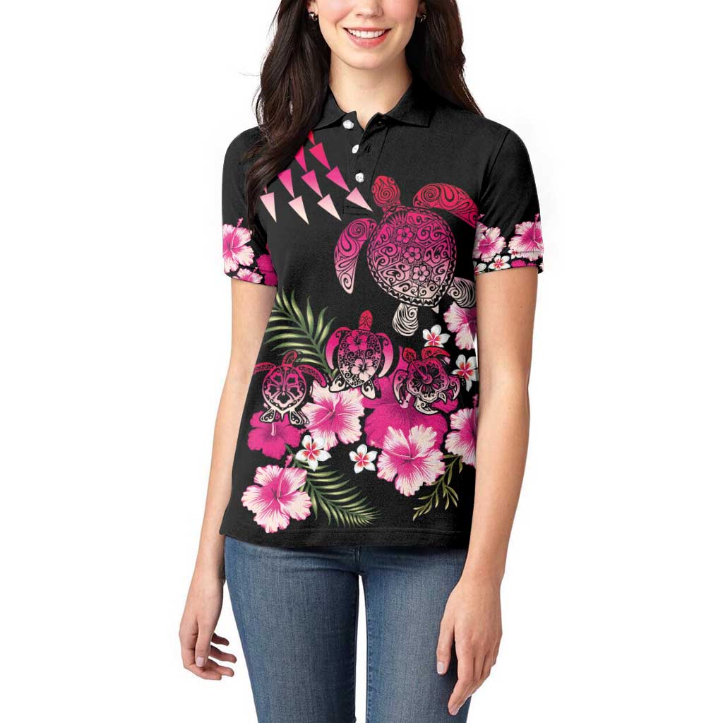 Hawaiian Hibiscus Turtle and Tropical Flower Women Polo Shirt Sweet Vibe LT03 - Polynesian Pride