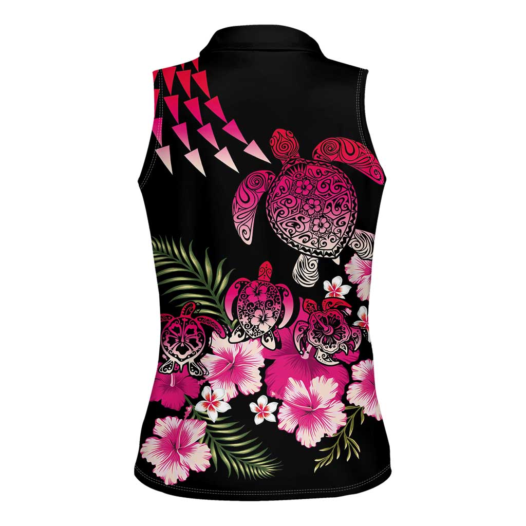 Hawaiian Hibiscus Turtle and Tropical Flower Women Sleeveless Polo Shirt Sweet Vibe LT03 - Polynesian Pride