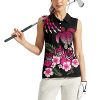 Hawaiian Hibiscus Turtle and Tropical Flower Women Sleeveless Polo Shirt Sweet Vibe LT03 - Polynesian Pride