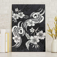Hawaiian-Polynesian Art Tattoo Canvas Wall Art Hibiscus and Plumeria Grayscale LT03 Without Frame Black - Polynesian Pride