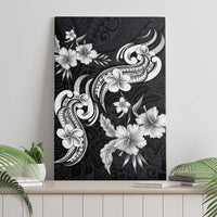 Hawaiian-Polynesian Art Tattoo Canvas Wall Art Hibiscus and Plumeria Grayscale LT03 - Polynesian Pride
