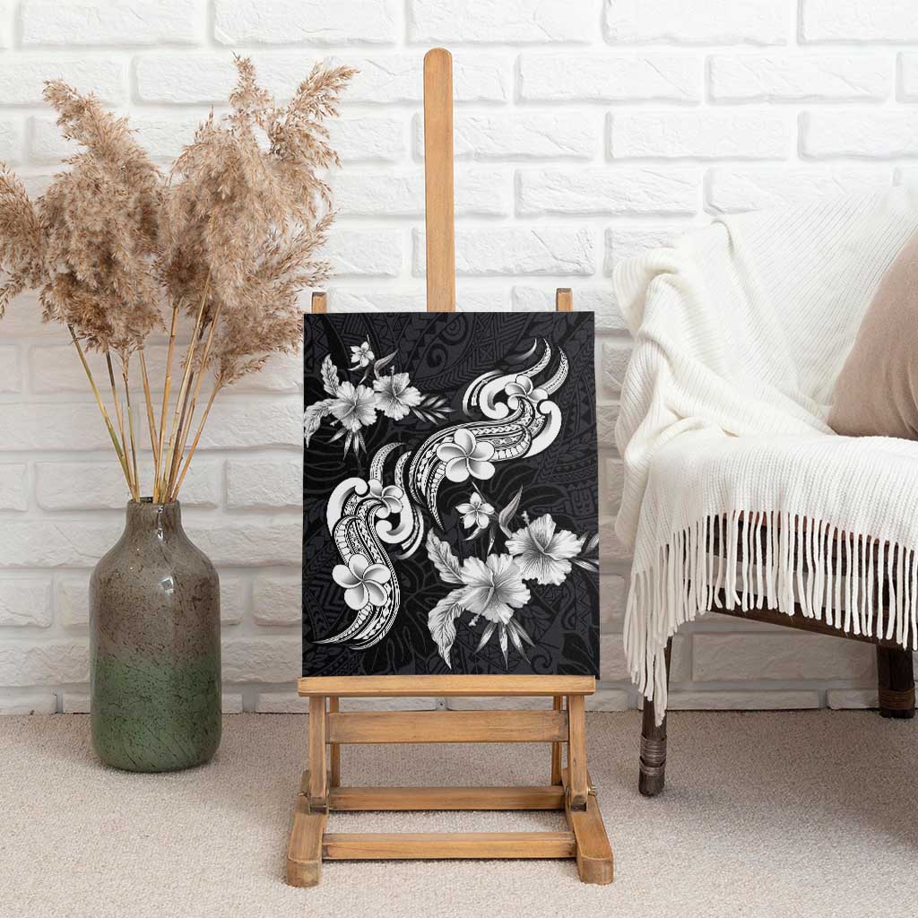 Hawaiian-Polynesian Art Tattoo Canvas Wall Art Hibiscus and Plumeria Grayscale LT03 - Polynesian Pride