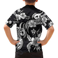 Hawaiian-Polynesian Art Tattoo Family Matching Tank Maxi Dress and Hawaiian Shirt Hibiscus and Plumeria Grayscale LT03 - Polynesian Pride